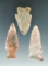 Set of three attractive Flint Ridge Flint Hopewell points found in Ohio, largest is 2 1/4