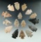 Group of 16 assorted arrowheads found in Ohio, largest is 2