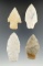 Set of four nice arrowheads found in Delaware Co., Ohio, largest is 2 5/8