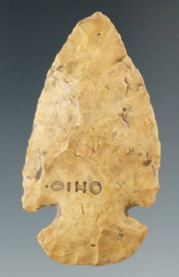 2 3/16" Highly patinated Flint Ridge Dovetail found in Ohio. From the Vietzen Museum.