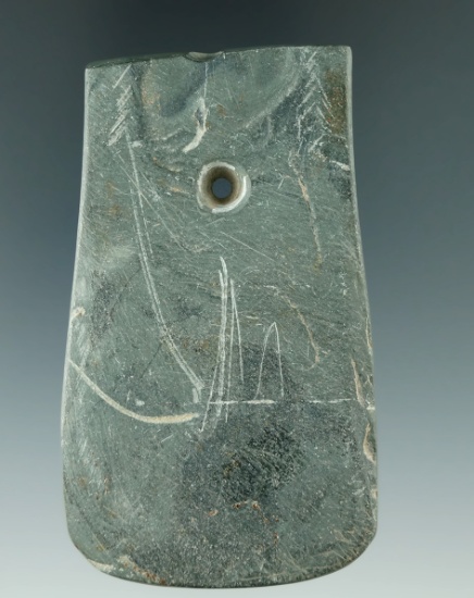 Anciently salvaged 3" pendant made from slate found in Delaware Co., Ohio.