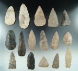 Group of 14 Flint Blades found in Ohio, largest is 3 5/8