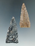 Pair of large triangle points found in Knox Co., Ohio, largest is 2 7/16