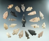 Group of 21 assorted Ohio arrowheads, largest is 2 7/16