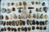 Large group of scrapers found in the Plains region, many are Knife River flint and some Alibates.