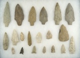Group of 20 assorted points and knives found along the eastern seaboard.