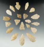 Group of 20 Quartz arrowheads found in New Jersey, largest is 2 3/16