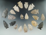 Group of 20 assorted Ohio arrowheads, largest is 2 1/4
