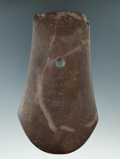 4 7/16" Adena Keyhole Pendant made from Banded Slate with "worm tracks", found in Preble Co., Ohio.