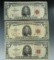 3- 1963 Red Seal 5 Dollar U.S. Notes.