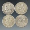 1958-D, 1961-D, 1962-D, & 1963-D Franklin Half Dollars F/XF.