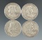 1954-D, 1958-D, 1962-D, & 1963-D Franklin Half Dollars F/VF.