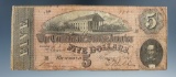 2nd Series 5 Dollar Confederate Note- Feb. 17, 1864.