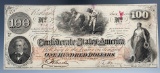 100 Dollar Confederate Note- Nov. 3, 1862 (with interest paid on back).