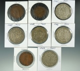 2- 1958, 1959, 1961, & 1968 Silver Pesos & 1922, & 1940 Large Pennies, & 1932 Half Penny.