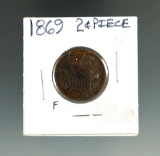 1869 2 Cent Coin - Fine.