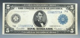 1914 Federal Reserve Note 5 Dollar Note.