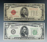 1928 & 1934-A 5 Dollar Notes.