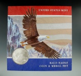 2008 Bald Eagle Coin & Medal Set 90% Silver Dollar.