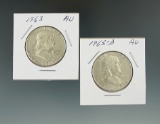 1963 & 1963-D Franklin Half Dollars AU.