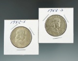 1952-D & 1952-S Franklin Half Dollars XF/AU.