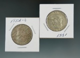 1951 & 1953-D Franklin Half Dollars XF/AU.