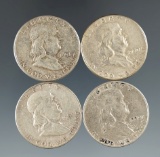 1950, 1950-D, 1951, & 1951-S Franklin Half Dollars F/VF.