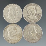 1952-D, 1958-D, 1962-D, & 1963-D Franklin Half Dollars F/VF.