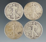 1942, 1943-D, 1944-D, & 1945-D Walking Liberty Half Dollars G/VF.