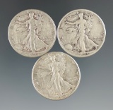 1942, 0943, 1944, & 1945 Walking Liberty Half Dollars VG/VF.