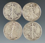 1944-D, 1946, & 1947 Walking Liberty Half Dollars F/XF.