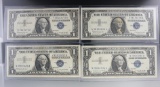 3- 1957-B, & 1- 1957-A One Dollar Silver Certificate Notes C/Uncirculated.