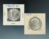 1964 & 1964-D Uncirculated Kennedy Half Dollars.