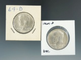 1964 & 1964-D Kennedy Half Dollars Uncirculated.