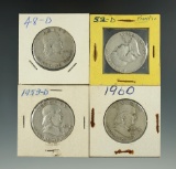 1948-D, 1952-D, 1953-D, & 1960 Franklin Half Dollars.