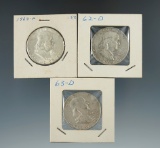 1962-D, 1963, & 1963-D Franklin Half Dollars.