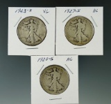 1920-S, 1923-S, & 1927-S Walking Liberty Half Dollars.