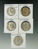 5- 1967 Kennedy 40% Silver Half Dollars AU/Uncirculated.