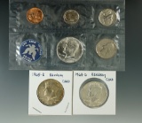 1965 Special Mint Set & 2- 1968-D Kennedy 40% Silver Half Dollars AU.