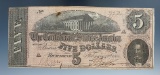 4th Series 5 Dollar Confederate Note- Richmond Feb. 17, 1864.