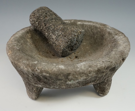 6 1/2" Tri-leg Mortar and Pestle from Mexico.