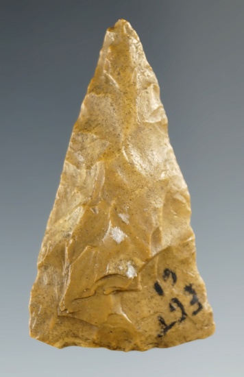 Well flaked 2" Triangular Projectile Point found in Kom Ombo, Egypt. 40,000 BP.