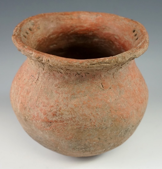 5" Tall Ancient Pottery Vessel with suspension holes at rim.