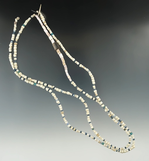 39" Long strand of Beads including Multi-color seed beads and wampum. Found in New York.