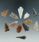 Group of 12 attractive Plains arrowheads made from various materials. Largest is 1 1/16