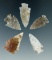 5 nice High Plains region arrowheads made from attractive materials. Largest is 1 1/4