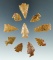 Group of 10 assorted arrowheads found in Colorado, largest is 1 3/16