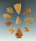 Group of 10 Colorado arrowheads made from attractive material, largest is 1 1/8