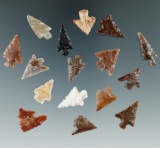 Group of 16 arrowheads found near the Columbia River by Norma Berg, largest is 7/8