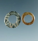 Columbia River Ornamental Stone Beads. A pair of miniature yet precisely decorated Stone Beads.